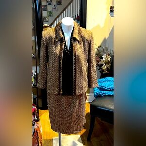 St. John Collection
Tweed Pattern Skirt Suit and 
Black shirt Grace size M